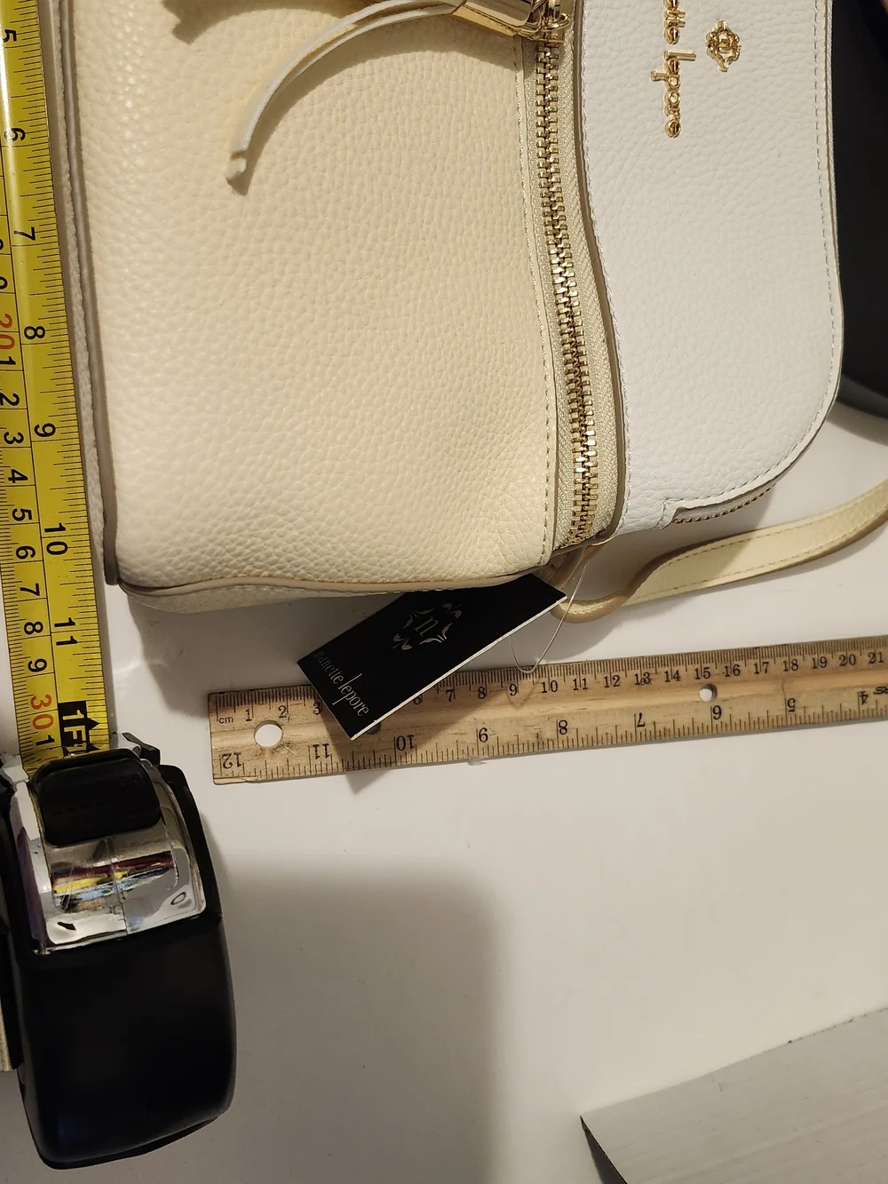 Nanette Lepore Cream & White Two-Tone Tassel Crossbody